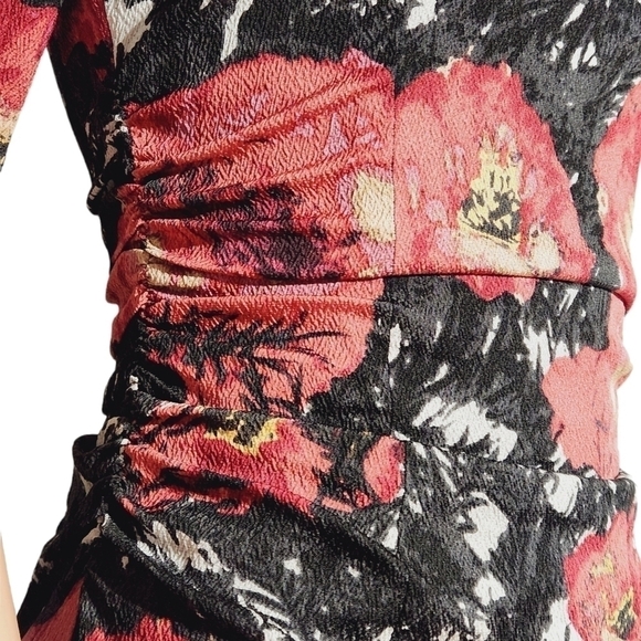 TRACY Reese Anthropology Floral Ruched Silk Sheath Dress Size: 4 - Picture 9 of 14